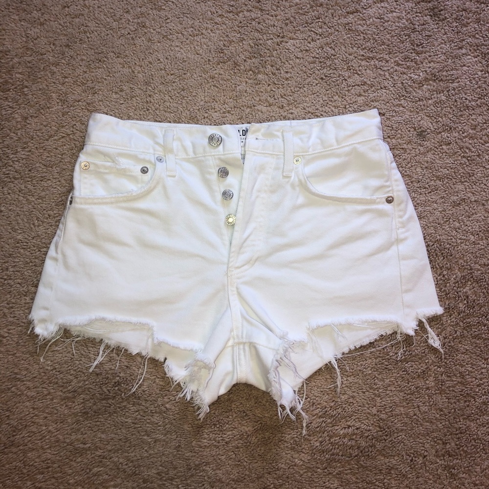 AGOLDE white denim shorts
